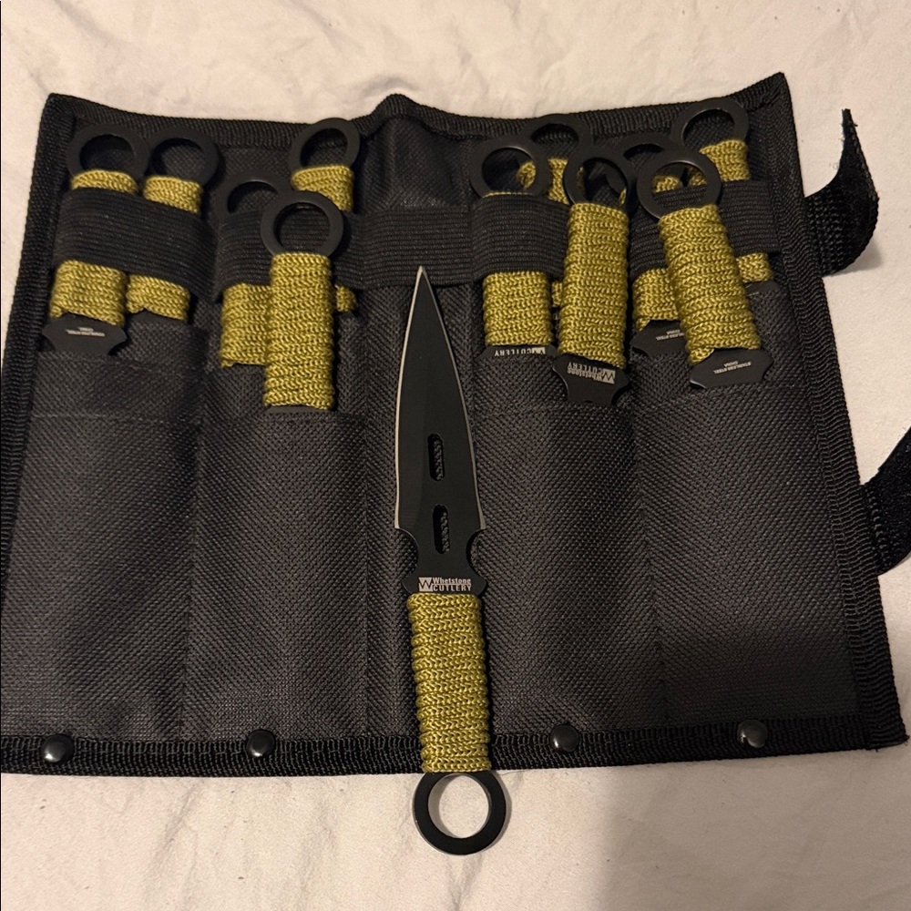 Black and Olive Green Throwing Knife Set with Sheath